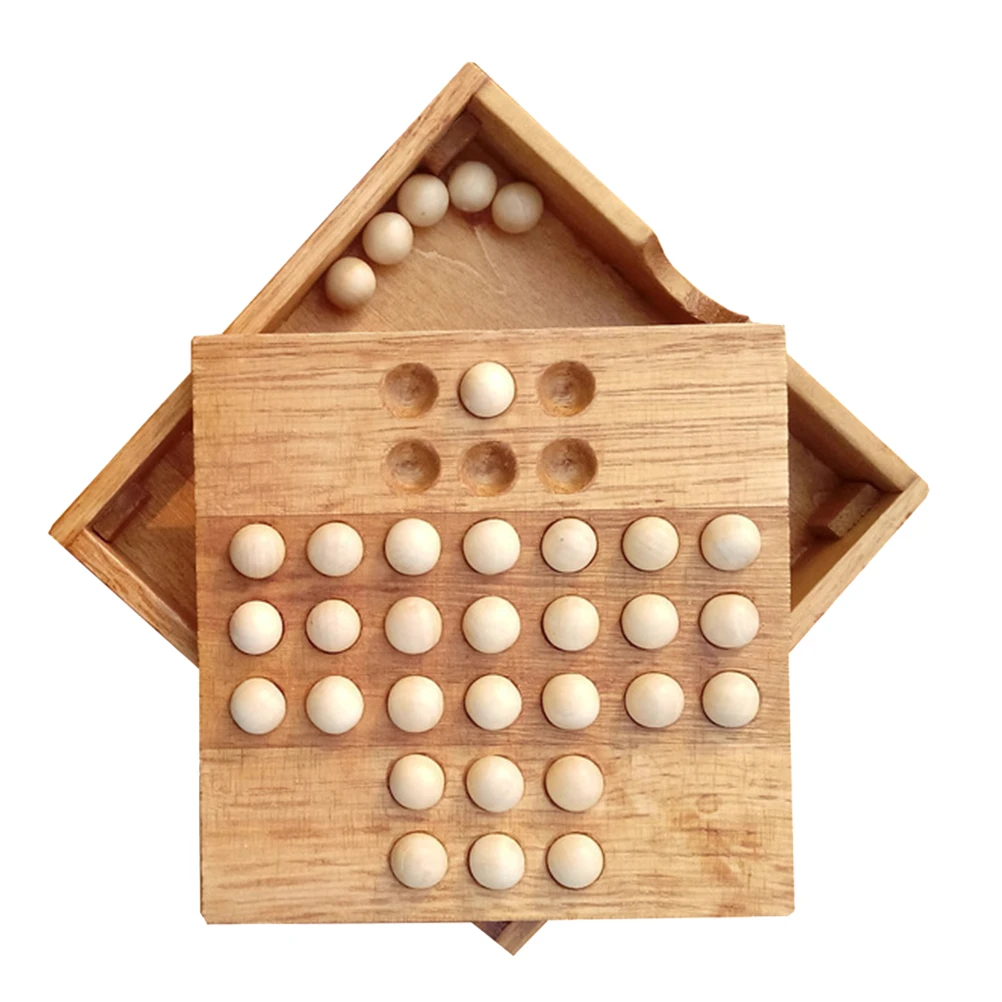 

1 Set Wood Solitaire Chess Board Game Classical Intelligence Toy For Children Adults 2019 Fashion Tile Games Toys