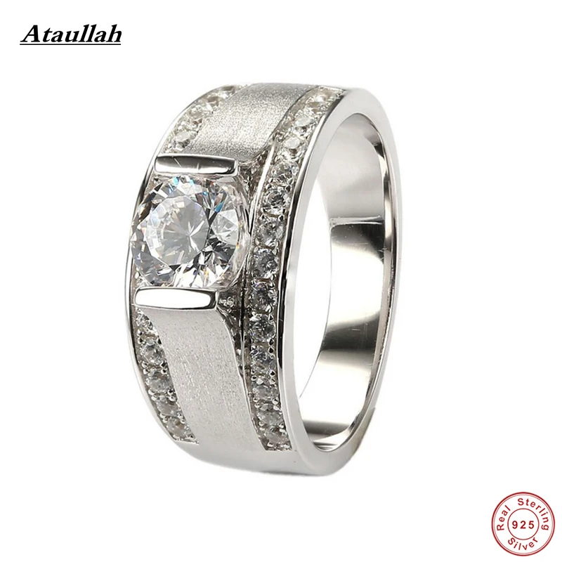 

Ataullah Big 2 Carat Gold Plated 925 Silver SONA/NSCD Men Made Diamond Rings for Men Wedding Solid Silver Ring Jewelry RWD887-1