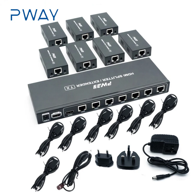 60 м HDMI удлинитель матрица 1 TX 7 RX передатчик приемник усилитель до 164Ft/50m RJ45 UTP POC & EDID