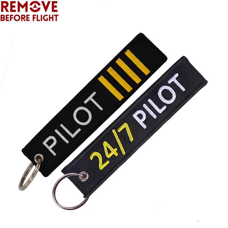 

Remove Before Flight Pilot Keychain Luggage Tag Embroidery epaulette style Key Ring portachiavi Chain for Aviation Lover Gifts