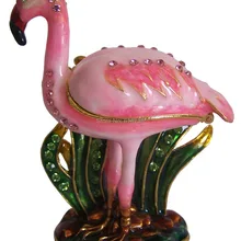 Изготовленная Фламинго из металлического сплава, шкатулка для украшений, кольца, серьги/подвеска, коробка для украшений, дисплей, упаковка, Подарочная коробка