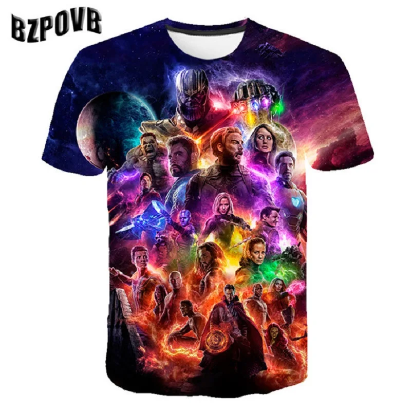 

BZPOVB 2019 The Avengers 4 Endgame Tshirt Summer Newest Men T Shirt Avenger Road Superhero Design T-Shirt Casual Short Sleeve