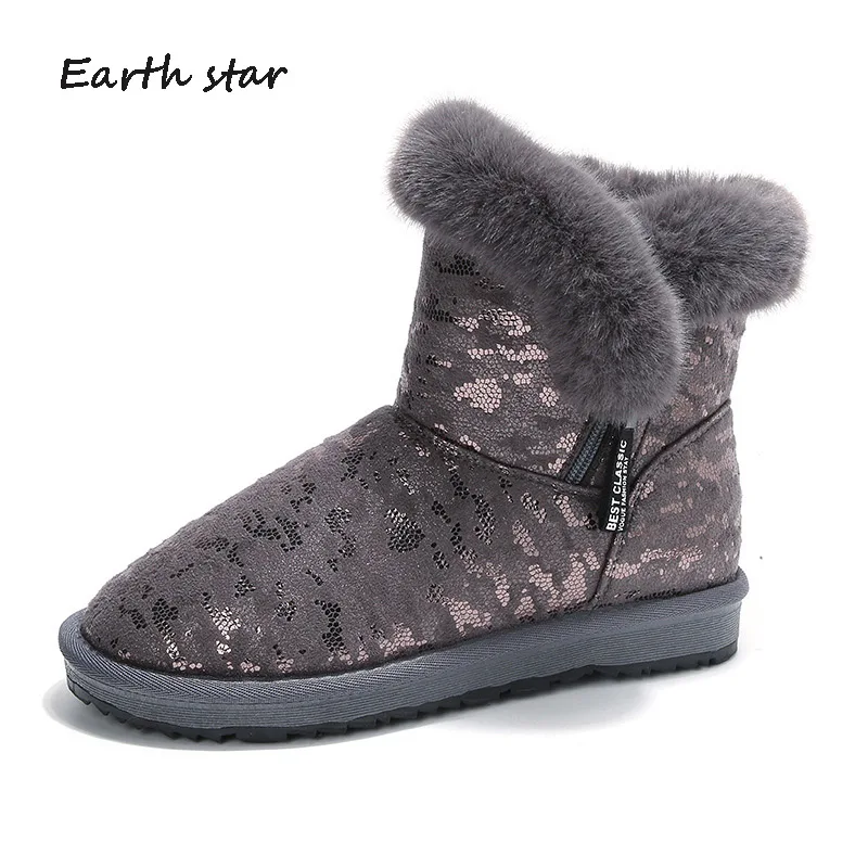 

botas mujer Casual Shoes Women Fashion Brand Snow Boots with Fur Lady Warm chaussure Winter Female footware Ankle Boots Black