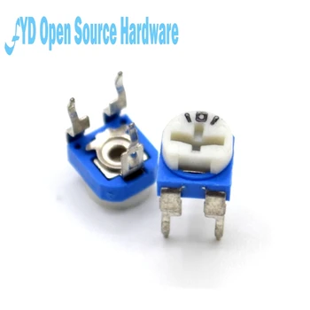 

50pcs Potentiometers RM065 Horizontal Trimpot Blue White Adjustable Variable Resistor Kit 100R (101) ohm