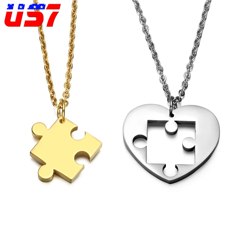 

US7 Romantic Gift 316 Stainless Steel Heart Love Necklaces For Couple Korean BFF Heart Key Collares Necklaces For Gift Choker