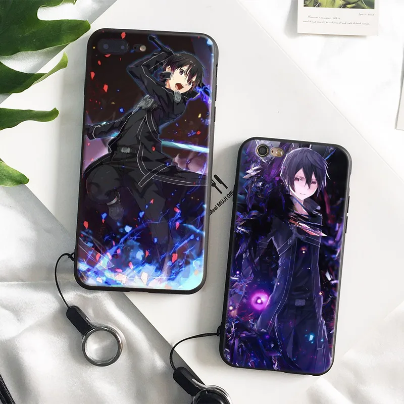 

kirito Sword Art Online Anime Soft Silicone Phone Case Cover Shell For Apple iPhone 6 6s 6Plus 6sPlus 7 8 7Plus 8Plus X