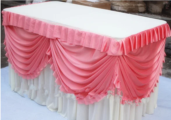 Wedding Table Skirt Ice Silk Solid Table Skirting For Party and Banquet ...