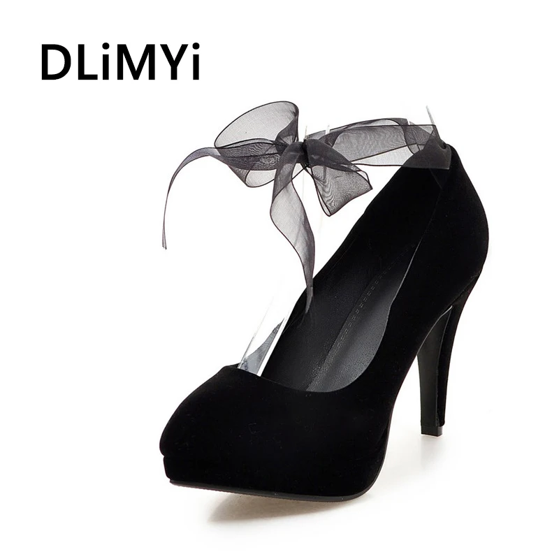 high-heeled Single shoes large size Thin Heels Big Female Soild PU Slip |