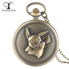 Винтажные карманные часы Пикачу игра мальчик Покемон кварцевые аналоговые цепочки и Ожерелья Цепочка 80 см подарки часы дропшиппинг