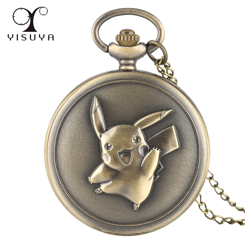 

Vintage Pocket Watch Pikachu Game Boy Pokemon Quartz Analog Necklace Chain 80cm Gifts Clock Wholesale Dropshipping