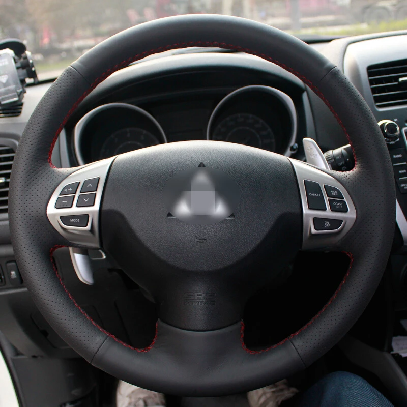 Чехол на руль из черной кожи BANNIS для Mitsubishi Lancer EX 10 X Outlander ASX Colt Pajero Sport|Чехлы руль| |