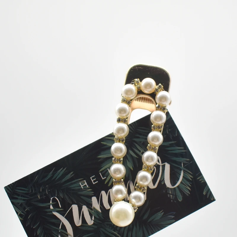 New Fashion Women Pearl Hair Clip Snap Hair Barrette Stick Hairpin Hair Pearl Clip Tool Accessories for Women Girls - Цвет: 8cm