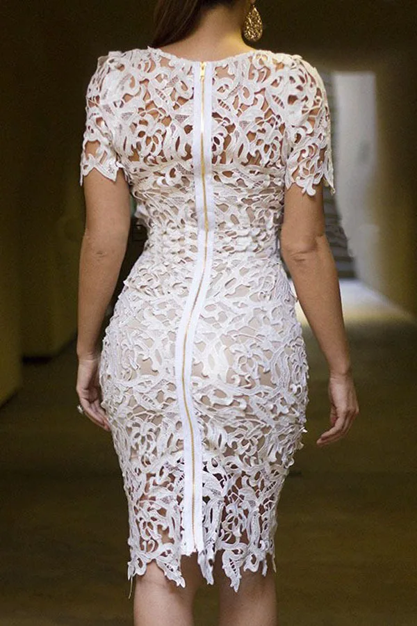Cream White 2pc Hollow Out Lace Bodycon Midi Dress Free Shipping Cream White 2pc Hollow Out Lace Bodycon Midi Dress Free Shipping Yx6683 Dresses Vintage In From Women S Clothing Accessories On