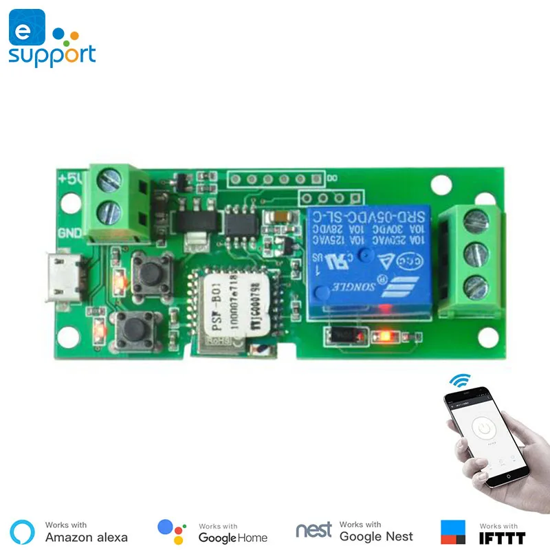 

EweLink smart USB 5V DIY 1 Channel Jog Inching Self-locking WIFI Wireless Smart Home Switch Remote Control with Amazon Alexa