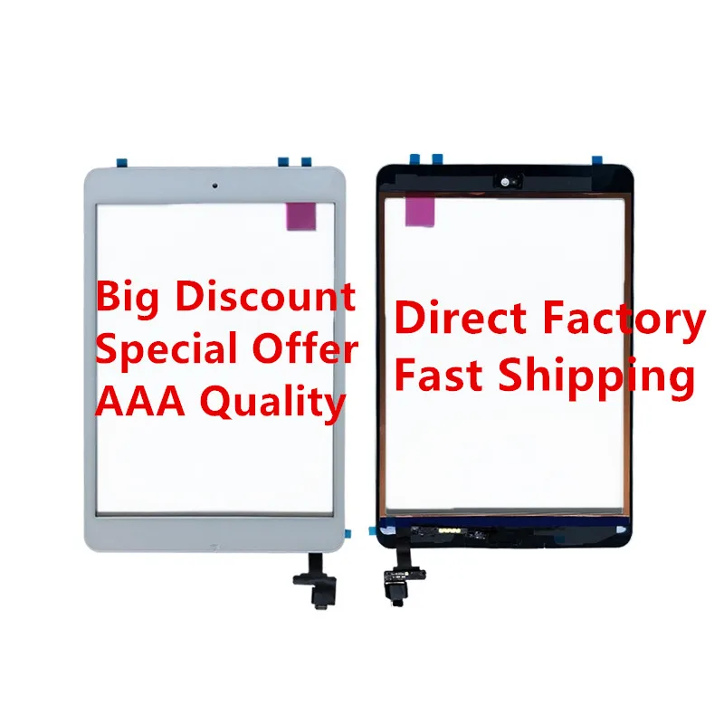 Per Ipad Mini 3 Touch Screen Digitizer Assembly Con Pulsante Home Home Flex Cable + Connettore Ic Per Ipad Mini 3 A1599 A1600 A1601