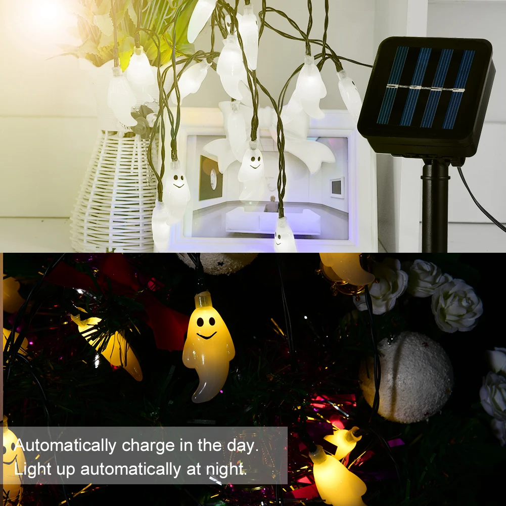 LEDGLE светильник на солнечной батарее, водонепроницаемый светильник для патио, идеальный декоративный светильник для призрачной формы, 30 светодиодный светильник, 8 режимов, теплый белый