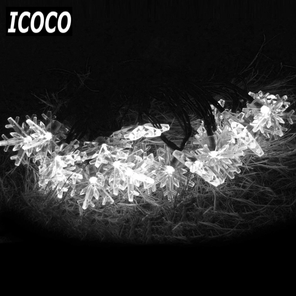 ICOCO фонари работающие на солнечной энергии струны 20 светодиодный красивые снежинки-формы гирлянды IP65 Фестиваль сад Рождественская елка украшения - Испускаемый цвет: White