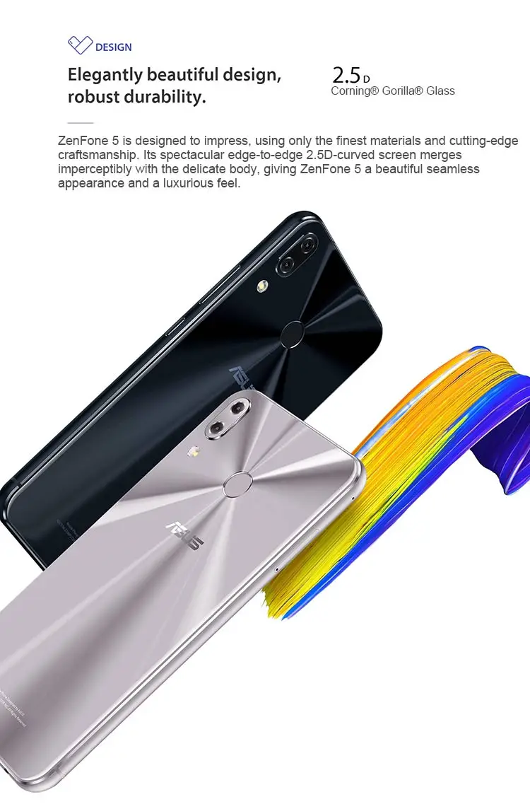 ASUS ZENFONE 5 ZE620KL 4GB RAM 64GB ROM Qualcomm Snapdragon 636 1.8GHz Octa Core 6.2 Inch IPS 2.5D Corning Gorilla Glass FHD+ Full Screen Dual Camera Android 8.0 4G LTE Smartphone