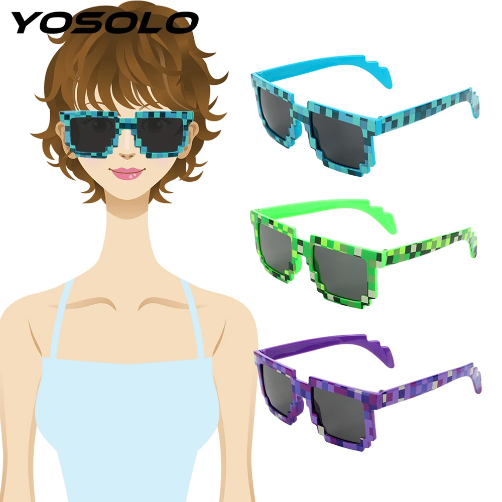 

Motorcycle Sunglasses Motocross Bike Racing Glasses Pixelated Sunglasses For Outdoor Sports UV Protection Mosaic Vintage Eyewear
