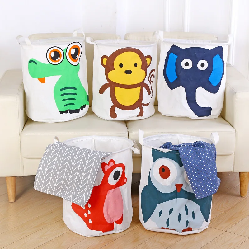 

Cartoon Animals Large Size Laundry Basket Dirty Clothes Storage Basket Waterproof Cartoon Foldable with Handles Storage Basket