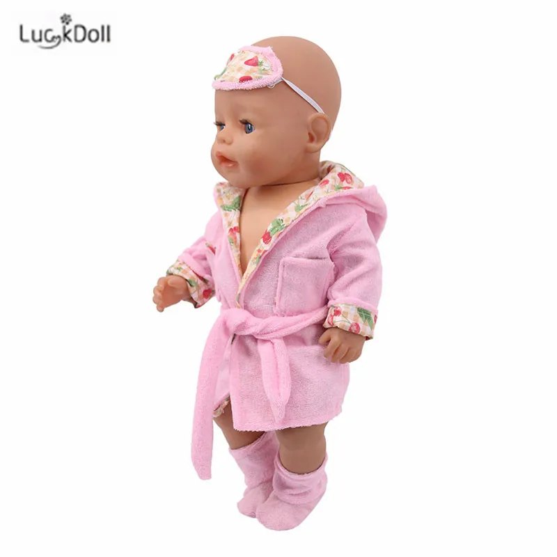 LUCKDOLL модная новая пижама из хлопка+ маска для глаз+ обувь, комплект из трех предметов костюм для 43 см для ухода за ребенком для мам кукла или 18-дюймовые куклы аксессуары лучший подарок