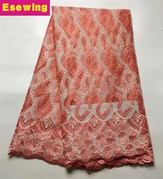 

Esewing African Lace Fabric 2018 Embroidered Nigerian Laces Fabric Bridal High Quality French Tulle Lace Fabric For Women Peach