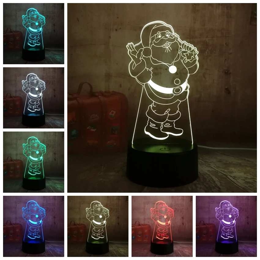 

NEW Cute Santa Claus RGB 3D LED Night Lights USB Touch Remote Home Decro Table Desk Lamp Christmas Gift for Kids Multicolor L