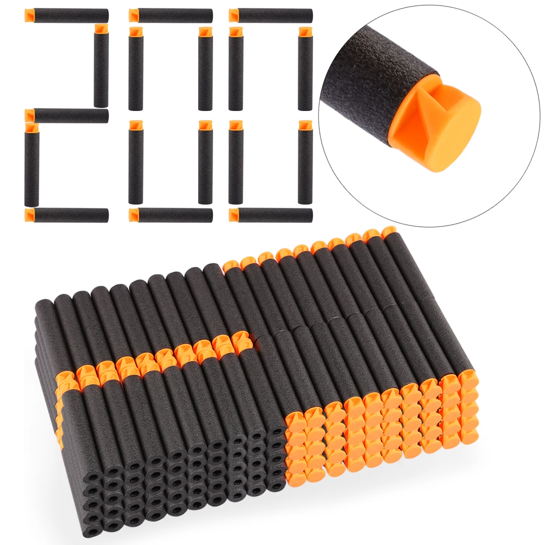 200 шт для пуль Nerf мягкая плоская головка 7,2 см запасная игрушка дартс пули для серии Nerf бластеры детские рождественские подарки - Цвет: Black