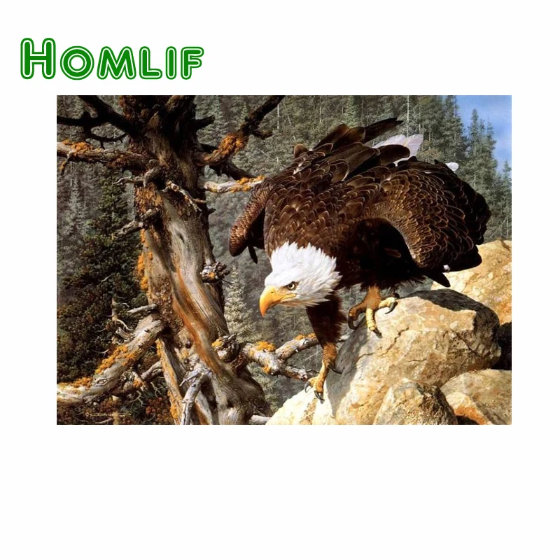 HOMLIF 5D Diamond Embroidery DIY Painting Cross Stitch square eagle bird Drill Needlework Mosaic Decor Paintings | Дом и сад