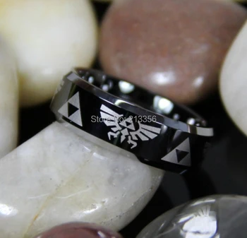 

FREE SHIPPING USA WHOLESALE CHEAP PRICE BRAZIL RUSSIA CANADA UK HOT SALES 8MM Legend of Zelda MEN'S BLACK TUNGSTEN WEDDING RING