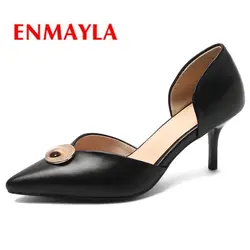ENMAYLA/Новое поступление, Классическая Повседневная женская обувь из натуральной кожи с острым носком, Zapatos De Mujer, женские туфли-лодочки