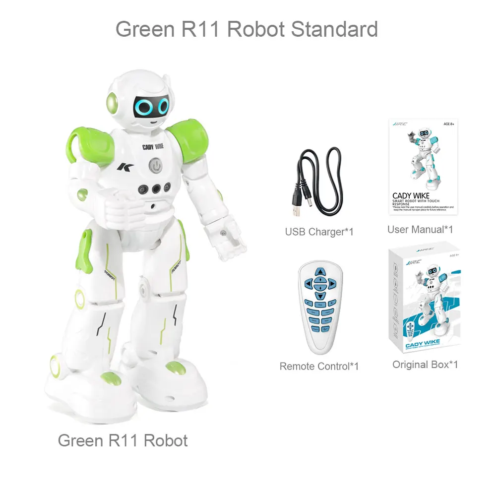 JJRC R11(R2 модернизированный) 1 Cady Wike робот датчик жестов Smart Touch управление песня танцевальная фигурка игрушки для детей детский подарок - Цвет: Green R11
