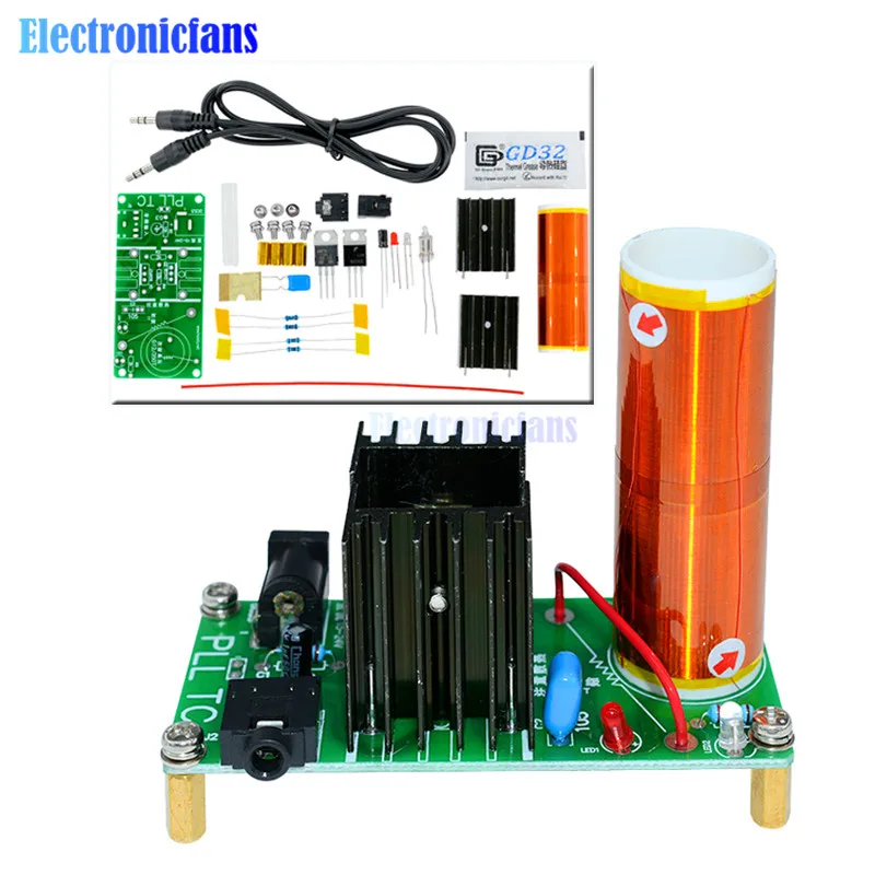 

15W Mini Tesla Coil Plasma Speaker Tesla Kit Music Wireless Transmission Board Module DC 15-24V Plasma Stereo Speaker DIY Kit