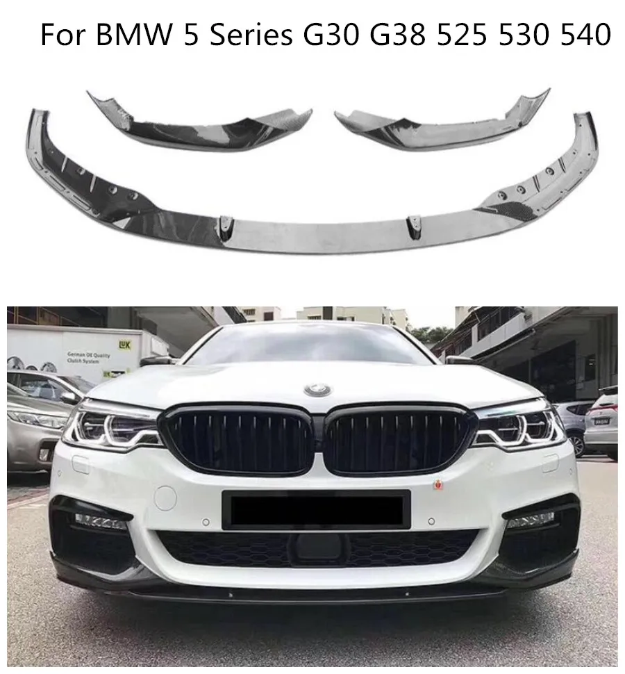 

Carbon Fiber Car Front Bumper Spoiler Lip, Auto Car Diffuser 3pcs/Set Fit For BMW 5 Series G30 G38 525 530 540 2017-2019 BY EMS