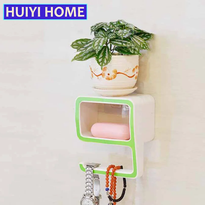 منشفة الحمام رفوف رقم 9 شكل حامل الصابون مربع البلاستيك مستحضرات التجميل تخزين رفوف رف جدار للمطبخ EGN404