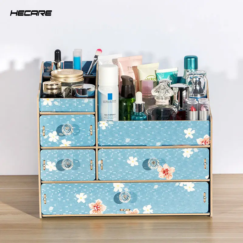 HECARE DIY деревянная коробка для хранения органайзер макияжа ювелирный контейнер
