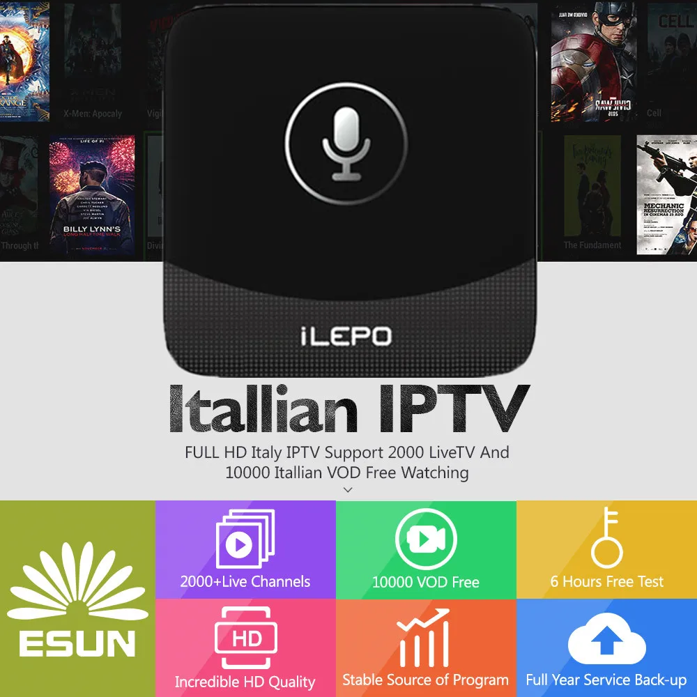

iLEPO Google Voice Control Android TV 7.1 BOX With 1 Year Switzerland/Spain/Germany/Albania/Italy/Portugal/EX-YU/Europe/xxx VOD