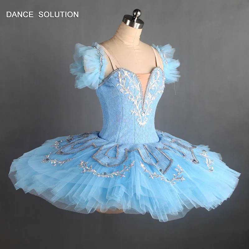Бледно-голубая танцевальная пачка, танцевальное соревновательное платье для девочек и взрослых, балетная пачка, танцовщица, сольный костюм, Одежда для танцев, B17063