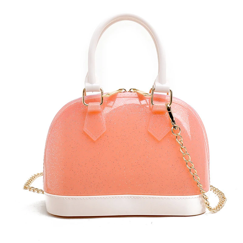 

Summer Women's Party Shell Shoulder Bag Waterproof PVC Day Clutches Japan and Korean Style Half Moon Jelly Transparent Handbag