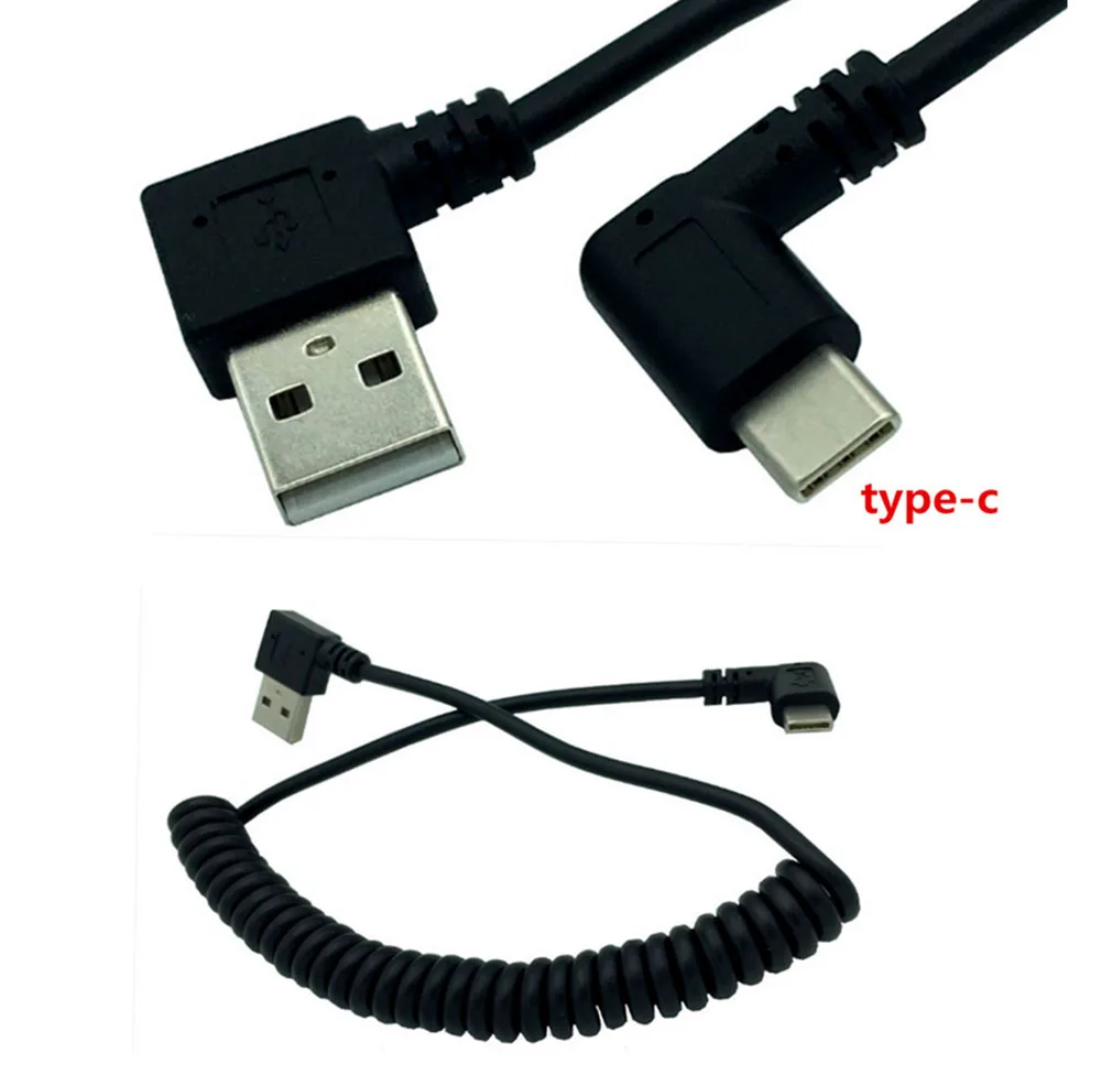 

2 Amp Coiled USB 3.1 TYPE C angle male to USB 2.0 AM Left angle PU Cable 1.5M