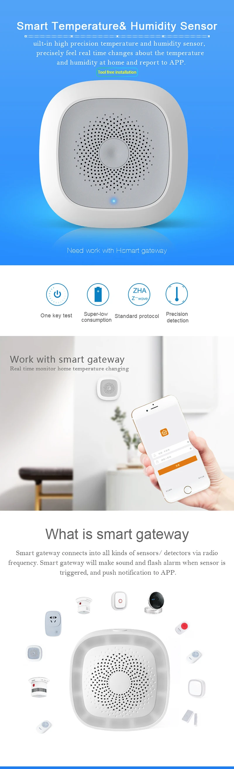 Heiman zigbee Детектор температуры и влажности на батарейках, контроль качества воздуха, детектор сигнализации, оповещение с помощью приложения Smart Zone