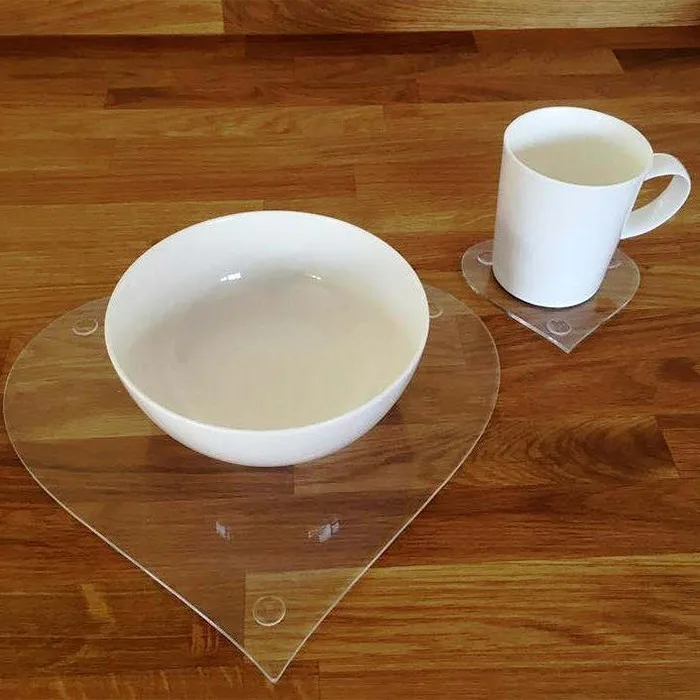Skidproof Heart Shaped Clear Acrylic Placemats and Coasters for home