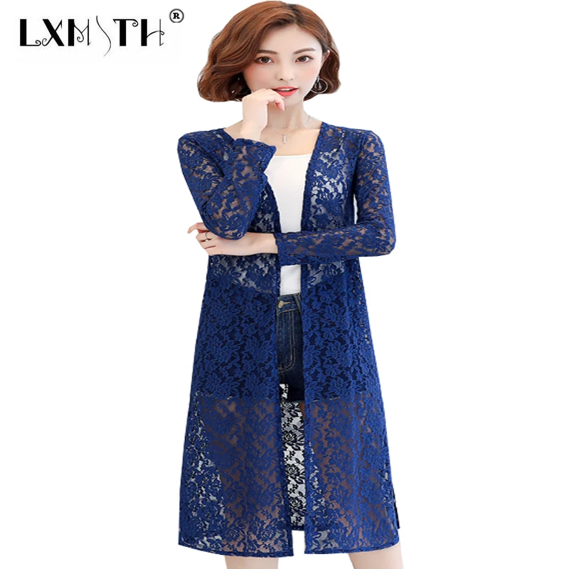 Buy 4XL 5XL Women Long Lace Cardigans Plus Size Summer