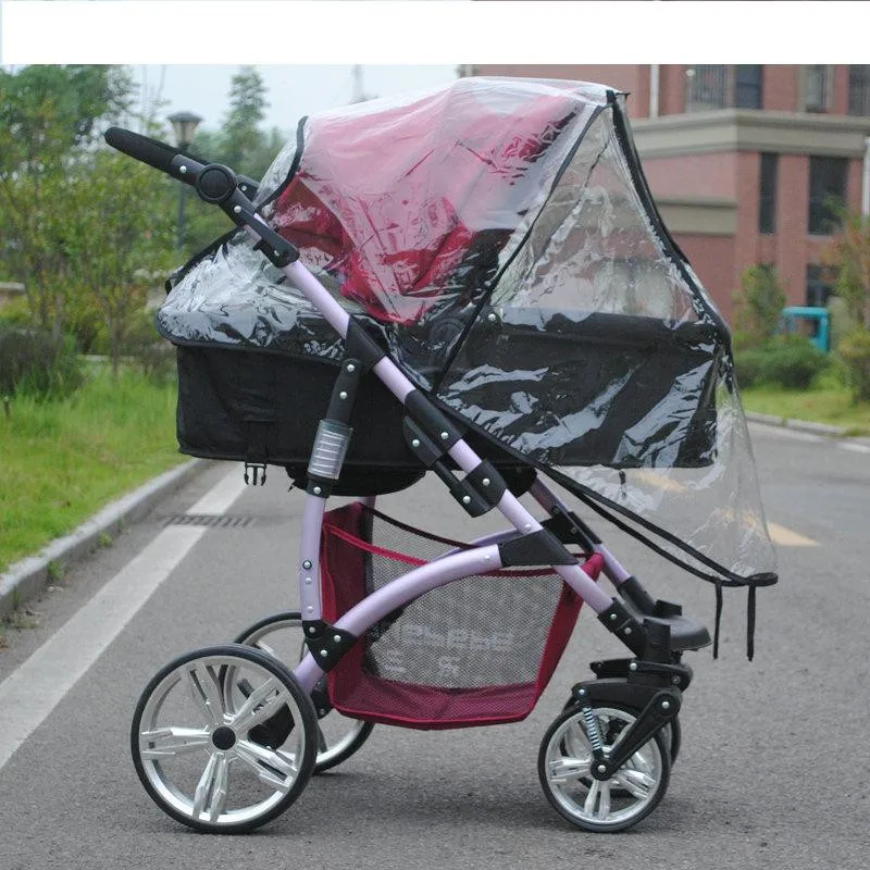 2017 New High Landscape Baby Carriage Zipper Rain Cover Baby Trolley Can Be Lying Rain Covers Baby Pram Umbrella Rain Case19