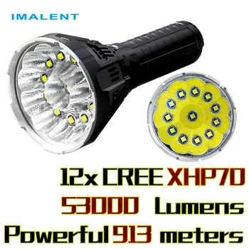 

IMALENT MS12 12xCREE XHP70 53000 Lumens High Performance Outdoor Search Light LED Flashlight (Battery Pack Build-in)