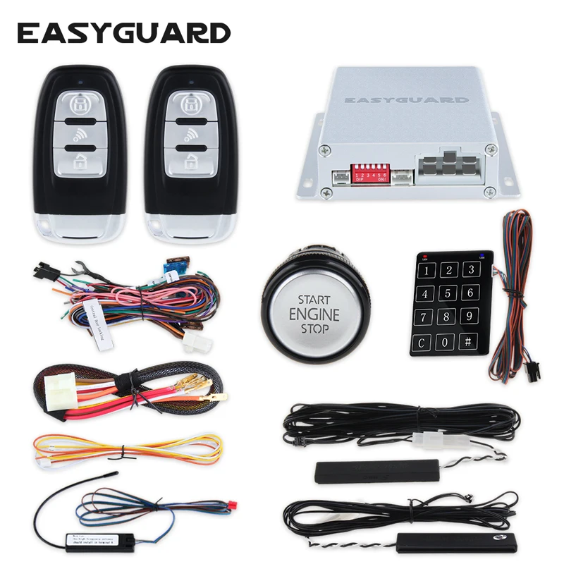 

EASYGUARD PKE passive keyless entry car alarm system smart key touch password entry push button start stop remote engine start