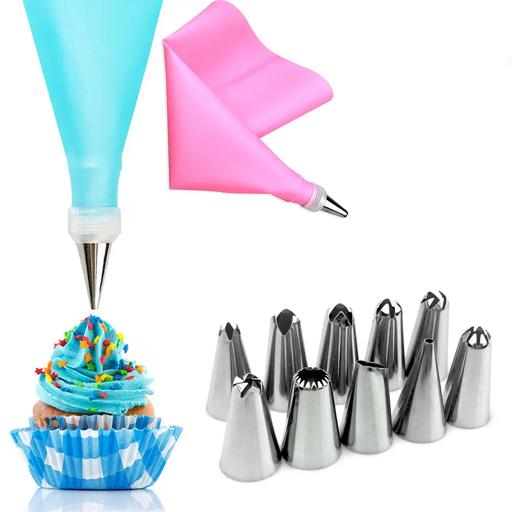 12 PCS/SET Silicone DIY Icing Piping Nozzles Cake Dessert Tool Cream