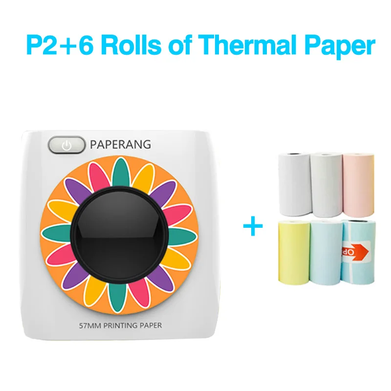 Bluetooth беспроводной маленький термальный принтер для фотографий мобильный фотопринтер мини-принтер портативный фотопринтер для телефона Android iOS - Цвет: P2 6 Rolls of paper