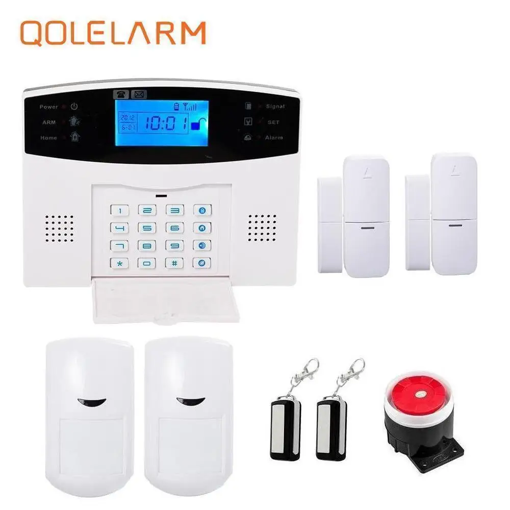 

Russian/French/Spanish prompt voice smart home security GSM alarm system wireless remote control by SMS calling with LCD display