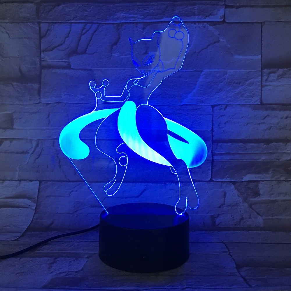 Pokemon Go Mewtwo, детский ночник, светодиодный, для гостиной, декоративная лампа, luminaria, праздничный подарок, для спальни, светодиодный, ночной Светильник Mewtwo